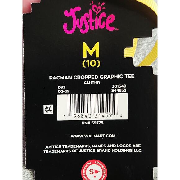 Justice Girls Pac-Man Cropped Graphic Tee Juniors Size M (10) - Picture 6 of 8